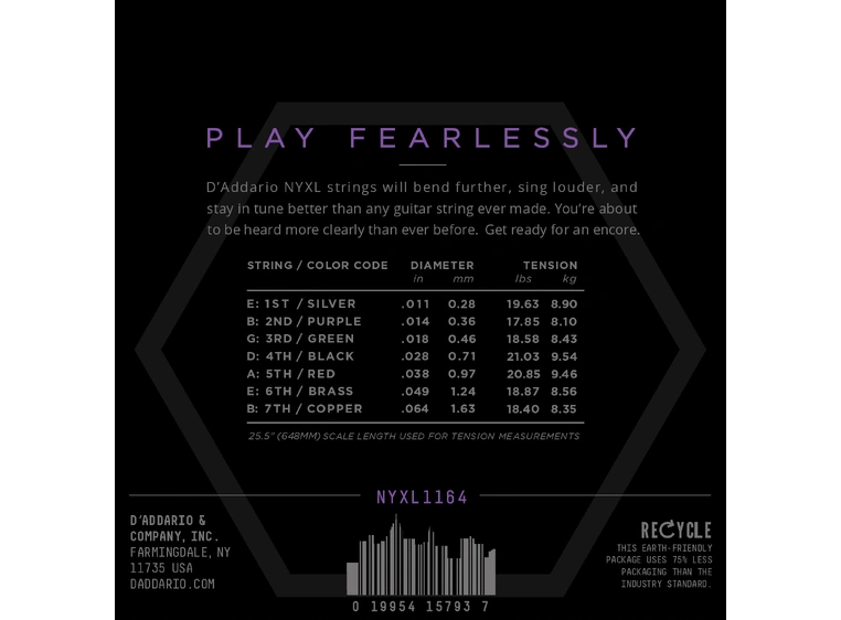 D'addario NYXL1164 El.Gitar 7 strengs (011-064) 